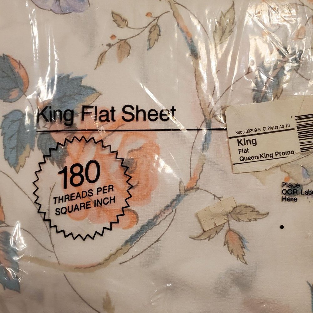 JCP Vintage King Flat Floral Pastel Sheet